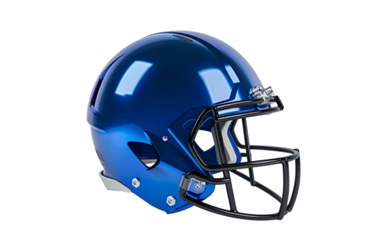 Blue American football helmet mockup on a transparent background