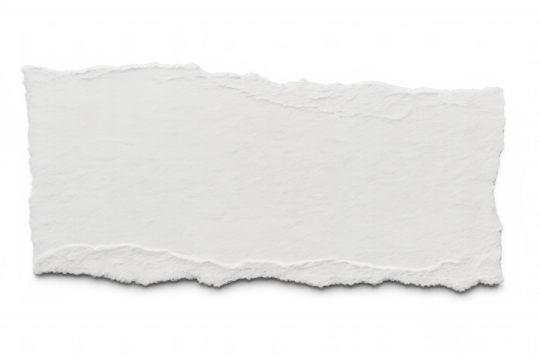 Blank horizontal ripped paper with ripped edges on a transparent background, ideal for inserting text or images