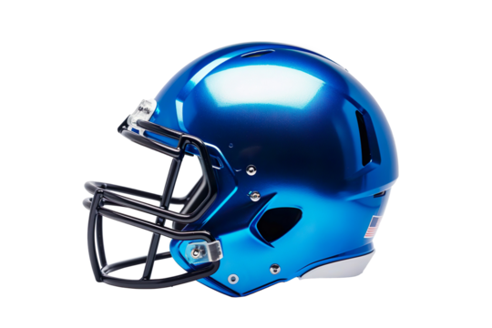  Blue American football helmet mockup on a transparent background