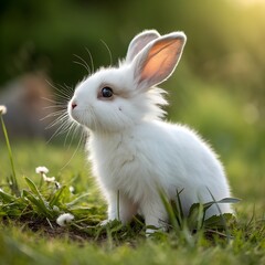 Obraz premium white rabbit in the grass