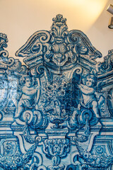 Porto, Portugal - July 10 2025: The tiled interiors decoration chamber in Porto Cathedral in Portugal