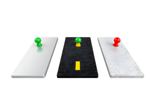 Roads with pushpins A conceptual visualization of choices paths and routes