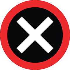 Red circle x mark symbol traffic sign caution warning forbidden stop vector