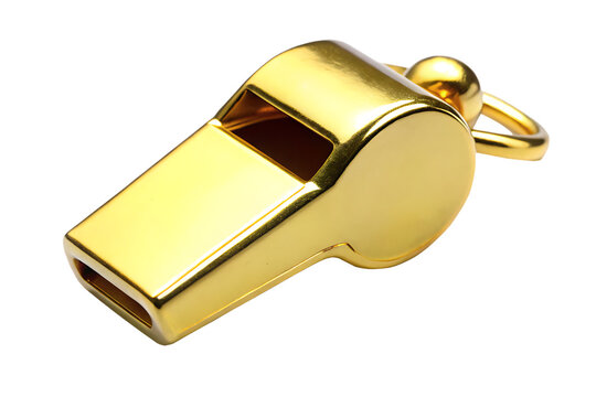 Gold whistle against isolated on white background ,PNG. AI Generated.