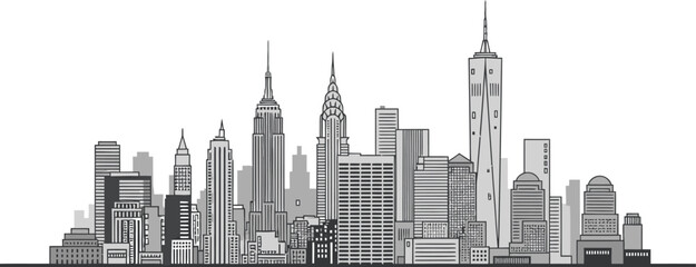 Fototapeta premium Iconic New York City skyline silhouette modern urban landscape