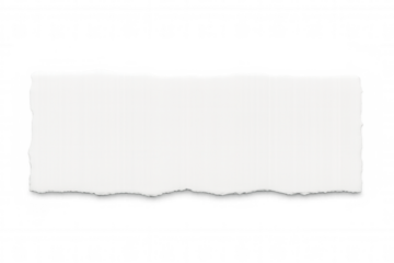 Ragged white paper sheet, partially torn, offering clean workspace against transparent backdrop for graphic design layouts
