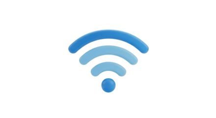 Blue 3D Wi- Fi Signal Icon with Multiple Waves wifi wireless isolated on a transparent background
