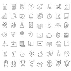 Fototapeta premium Book Line Icons Editable Stroke, Book line vector icon set. The set contains icons: Book, Audiobook, E-Reader, Studying, Tutorial, Personal Organizer, Diary, Reference Book.