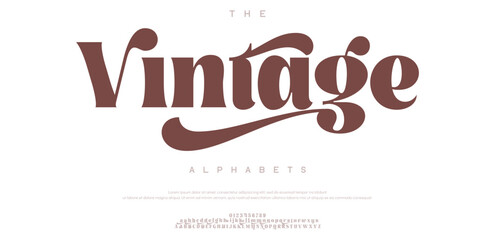 Vintage Elegant minimalist alphabet display font vector. Luxury and feminine typeface.