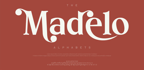 Madelo Modern abstract digital tech font. Logo creative font, type, technology, movie, digital, music, movie. Font and illustration in vector format.