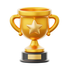Golden Trophy Cup with Star Emblem Symbolizing Victory Achievement Success and Recognition Award on a Black Background for Sports Business and Academic Excellence Celebrating Accomplishments