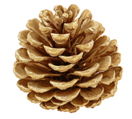 Close-up of a dried, light golden-brown pine cone