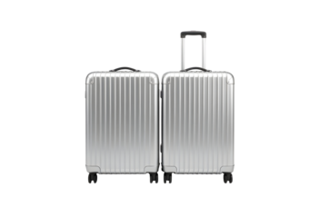Two Silver Suitcases on Transparent Background
