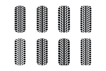 Illustration showing eight tire tracks arranged in two rows on a white background design