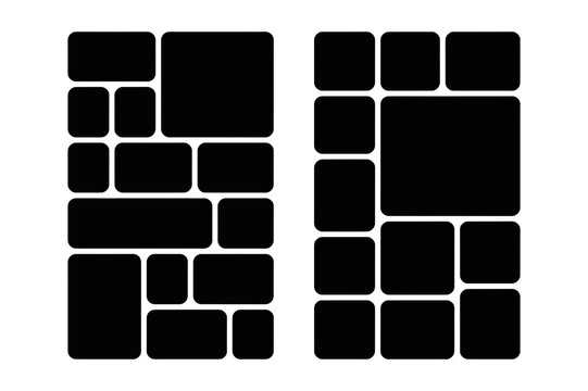Two collage templates with rounded rectangles and squares arranged in a grid like pattern