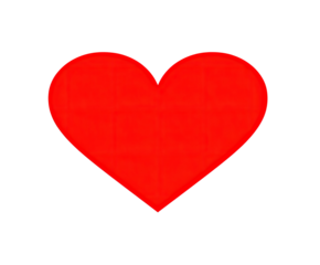 A solid red heart shape on a black background