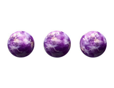 Three Purple Spheres Amethystlike Gems