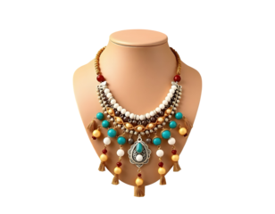 Elegant Beaded Necklace on Display