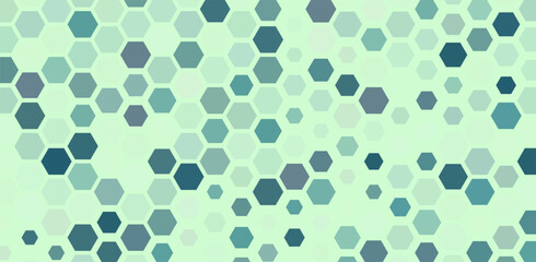 Honeycomb mosaic pattern. Geometric shapes of varied style and color. Large honeycomb cells. Tileable pattern. Seamless background. Trending vector illustration.