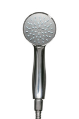 Modern Stainless Steel Shower Head with Water-Spout Design for Home Bathroom. Transparent background.