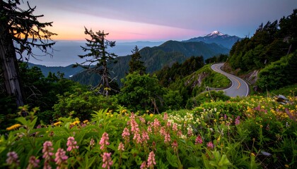 Mountain road at sunrise (1)