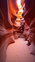 Ethereal Light Cascades Through a Winding Corridor of Sculpted Sandstone