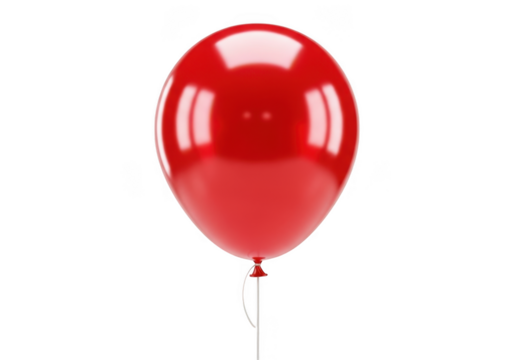 Shiny red balloon party celebration isolated on transparent background