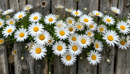 Fototapeta premium Daisies on a wooden fence