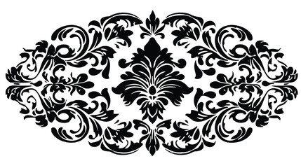 Elegant Black and White Damask Pattern Vintage Style Floral Ornament Detailed Decorative Design Element for Backgrounds and Designs