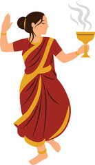 Bengali Woman Performing Dunuchi Naach In Navratri Celebration