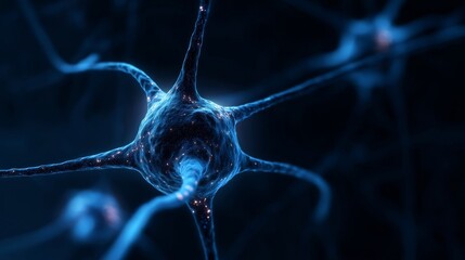Highly detailed 3D illustration of branching neural structures resembling axons and dendrites,