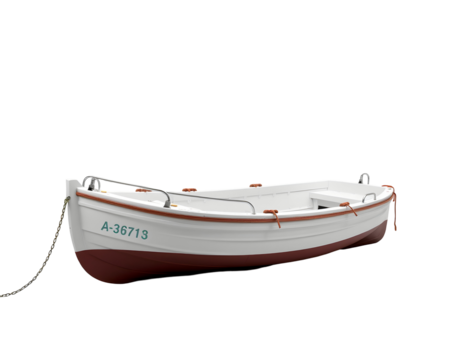 White and Brown Boat on Transparent Background