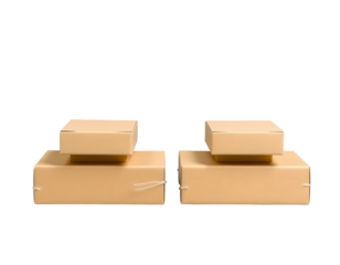 Cardboard boxes stacked, parcel packaging, delivery and shipping concept