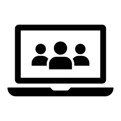 Illustration showing black remote work icon, from home, on white background