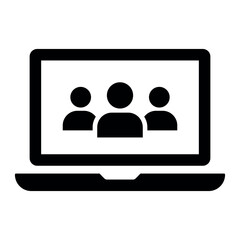 Illustration showing black remote work icon, from home, on white background