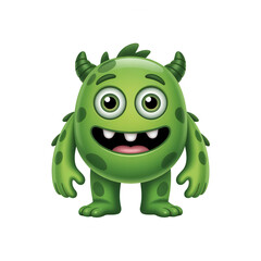 Fototapeta premium Cute Green Cartoon Isolated on White Background