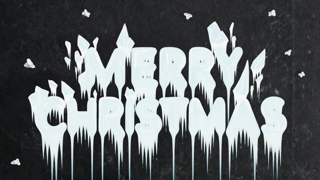 Merry Christmas in a frozen, icy font with dripping icicles