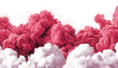Pink and white smoke clouds layered horizontally