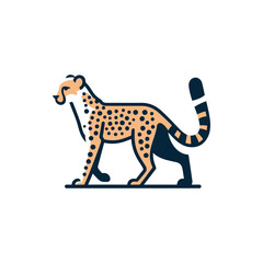 A stylized illustration of a cheetah walking gracefully with a prey in its mouth