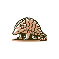 A stylized illustration of a pangolin in a natural pose, showcasing its unique scales and habitat