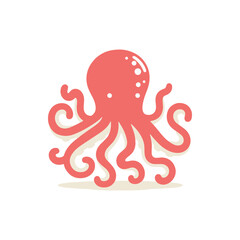 A vibrant coral octopus gracefully swimming in a clear ocean, surrounded by colorful marine life