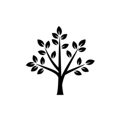 Obraz premium Illustration of a stylized tree with leaves symmetrically arranged on a plain presentation