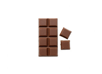Fototapeta premium Chocolate Bar with Two Cubes on White Background