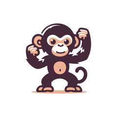 Cartoon monkey flexing muscles in a playful pose, set against a simple white background