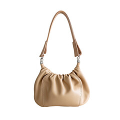Light beige, structured, small handbag with soft, gathered top