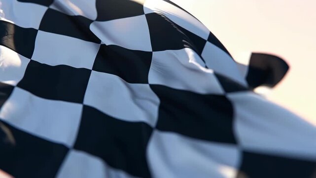 4K Cinematic: Checkered Racing Flag Waving Slowly in Slow Motion.
A powerful and detailed 10-second 4K cinematic video clip showcasing the iconic checkered flag of motorsports. The black and white che