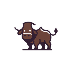 Cartoon-style illustration of a brown buffalo standing on a plain background, suitable for educational use