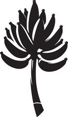 Bunch of Ripe Bananas in Silhouette Art Style