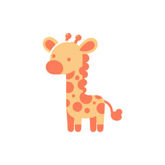 Colorful cartoon giraffe standing upright with a cheerful expression against a white background