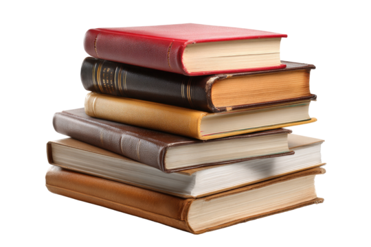 Stack of old books with varied covers